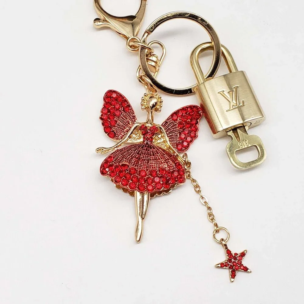 LV Gold Padlock Authentic 🔑 Luxury Bag Charm w/ Unbranded Faiiry Keychain